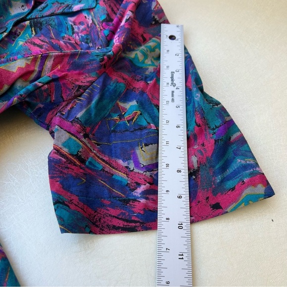 Vintage Georgiou 100% Silk 2 piece Set With Top and skirt Women’s Size M - Picture 7 of 11